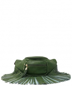 Designer Chic Fringe Waist Bag KL088 OLIVE